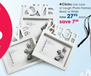 Clicks Live, Love Or Laugh Photo Frames Black Or White-Each