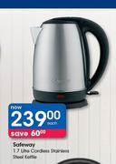 Safeway 1.7Ltr Cordless Stainless Steel Kettle-Each