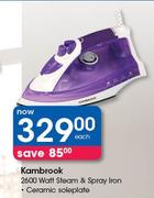 Kambrook 2600 Watt Steam & Spray Iron Ceramic Soleplate-Each