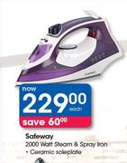 Safeway 2000 Watt Steam & Spray Iron Ceramic Soleplate-Each