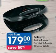 Safeway 2 Slice Toasted Sandwich Maker Black Or White-Each