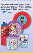 Disney Mugs, Plates, Bowls, Tumblers Or Water Bottles-Each