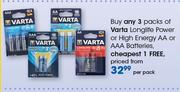 Varta Longlife Power Or High Energy AA Or AAA Batteries-Per Pack