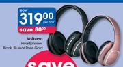 Volkano Headphones Black, Blue Or Rose Gold-Per Pair
