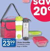 Clicks Smartlife Containers, Lunch Bags Or Bottles-Each