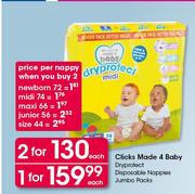 Clicks Made 4 Baby Dryprotect Disposable Nappies Value Packs-Each