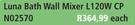 Luna Bath Wall Mixer L120W CP N02570