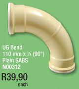 UG Bend 110mm x 1/4(90deg) Plain SABS N00312