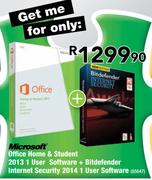 Microsoft Office Home & Student2013 1User Software+Bitdefender Internet Security 2014 1User Software