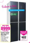 Russell Hobbs 388L 4 Door Black Glass Fridge