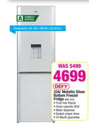 Defy 334L Metallic Silver Bottom Freezer Fridge DAC 513