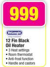 Delonghi 12 Fin Black Oil Heater