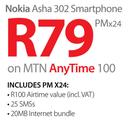 Nokia Asha 302 Smartphone-On MTN Any Time 100