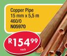 Copper Pipe 15mm x 5.5m 460/0 N05970-Each