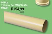 UG Pipe 110mm x 6m SABS 100 Kpa N05981-Each
