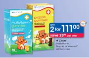 Clicks Multivitamin, Propolis or Vitamin-C 60 Gummies-2 Packs Per Offer