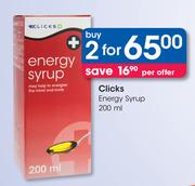 Clicks Energy Syrup-2 x 200ml