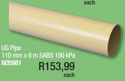 UG Pipe 110mm x 6m SABS 100kPa N05981