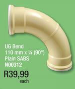 UG Bend 110mm x 1/4(90deg) Plain SABS N00312