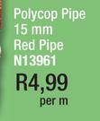 Polycrop Pipe 15mm Red Pipe N13961-Per M