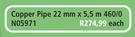 Copper Pipe 22mmx5.5m 460/0 N05971-Each