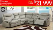 Genuine Leather Uppers Havana 7-Piece 2 Action Recliner Corner Unit