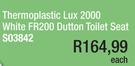 Thermoplastic Lux 2000 White FR200 Dutton Toilet Seat S03842-Each