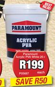 Paramount Acrylic PVA White P05687-20L Each