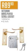 Victorian Brass Plated Scroll Lockset 6 Inch
