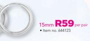 Sterling Silver Earrings With CZ 15mm-Per Pair