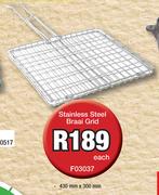 Stainless Steel Braai Grid F03037-430mm x 300mm