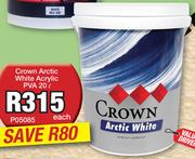 Crown Arctic White Acrylic PVA P05085-20Ltr