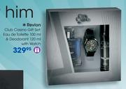 Revlon Club Casino Gift Set:Eau De Toilette-100ml & Deodorant-120ml With Watch