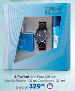 Revlon True Blue Gift Set:Eau De Toilette-100ml, Deodorant-120ml & Watch