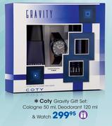 Coty Gravity Gift Set:Cologne-50ml, Deodorant-120ml & Watch