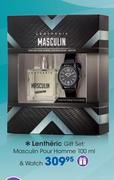 Lentheric Gift Set:Masculin Pour Homme-100ml & Watch