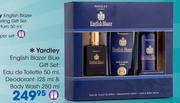 Yardley English Blazer Blue Gift Set:Eau De Toilette-50ml, Deodorant-125ml & Body Wash-250ml
