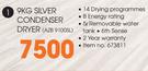 Whirlpool 9kg Silver Condenser Dryer-AZB 9100SL