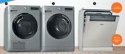 Whirlpool 9kg Silver Condenser Dryer & 9kg Front Loader & 13 Place Dishwasher