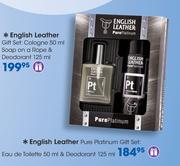 English Leather Pure Platinum Gift Set:Eau De Toilette-50ml & Deodorant-125ml