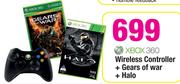 Xbox 360 Wireless Controller+ Gears Of War+ Halo