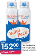 Techniblock SPF40 Banded Pack-2x250Ml Per Pack