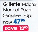 Gillette Mach3 Manual Razor Sensitive 1-Up