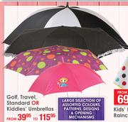 Golf, Travel, Standard Or Kiddies Umbrellas