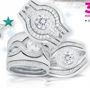 JCSA Sterling Silver Rings With CZ-Per Set