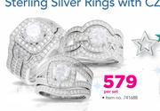 JCSA Sterling Silver Rings With CZ-Per Set