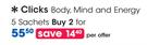 Clicks Body, Mind And Energy Sachet-2x5 Sachet Packs