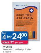 Clicks Body, Mind And Energy Sachet-4x5 Tablet Packs