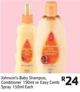Johnson's Baby Shampoo, Conditioner 190ml Or Easy Comb Spray 150ml-Each