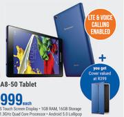 Lenovo Tab 2 A8-50 Tablet + Cover-On 1GB Data Price Plan